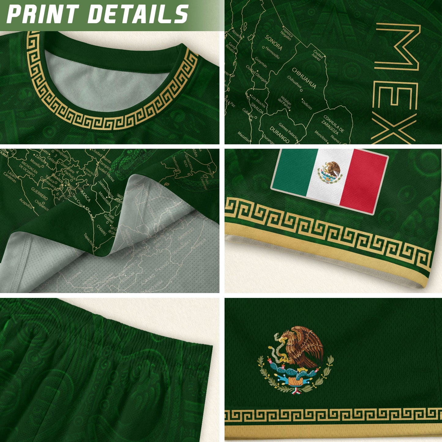 Men's Green Mexico Map Eagle & Snake Graphic T-Shirt – Mexico Country Outline Print Tee