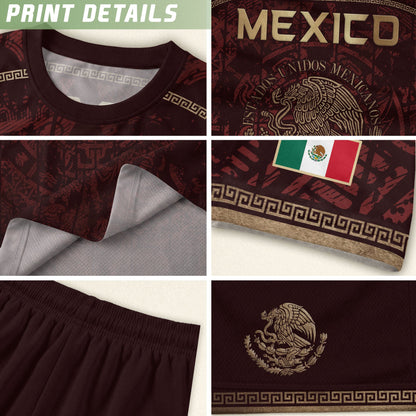 Mexico Football Shirt Maroon Heritage - Aztec Eagle Crest Fan Jersey National Pride