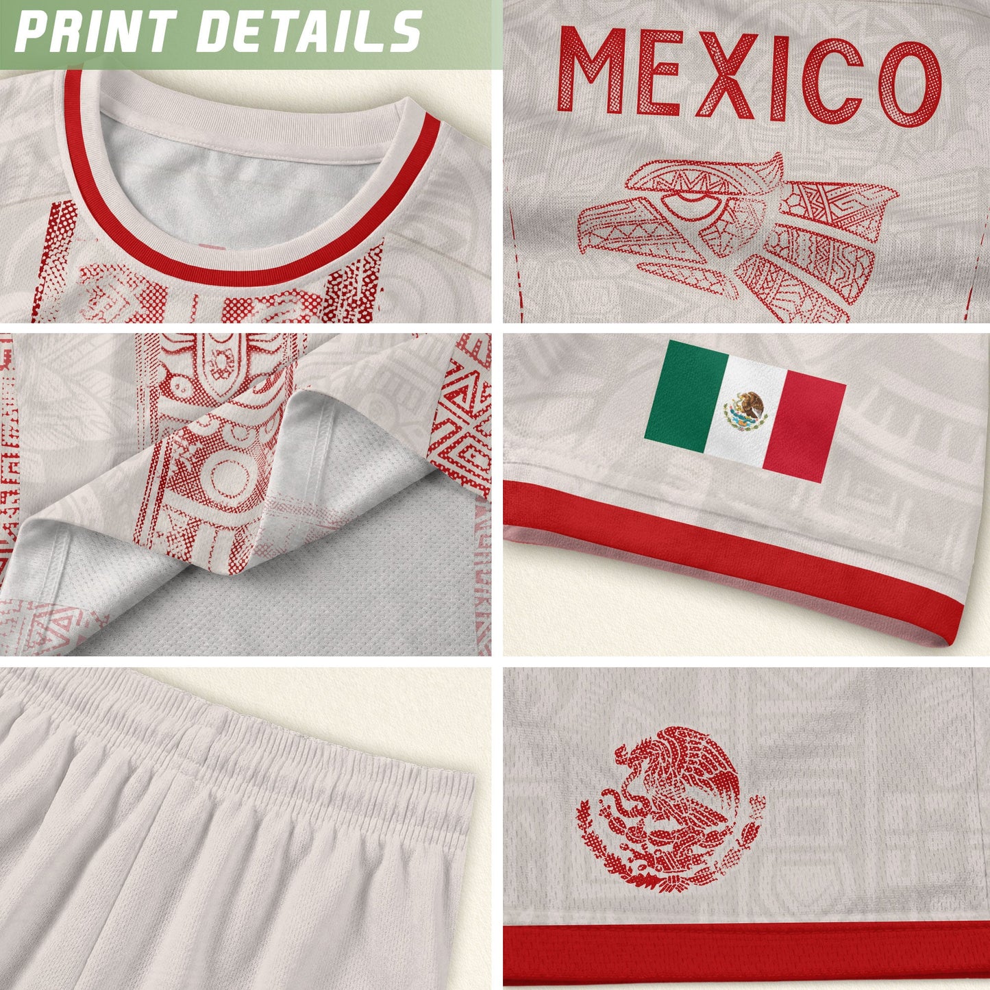 Mexico Soccer Jersey White Aztec Totem Heritage - Mexico Fan Football Design Men Shirt