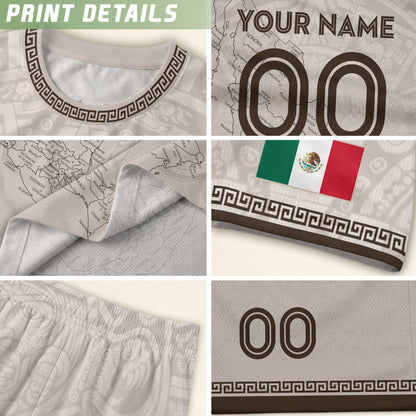Mexico Soccer Jersey Custom Name - Vintage Map & Eagle Heritage White Football Shirt