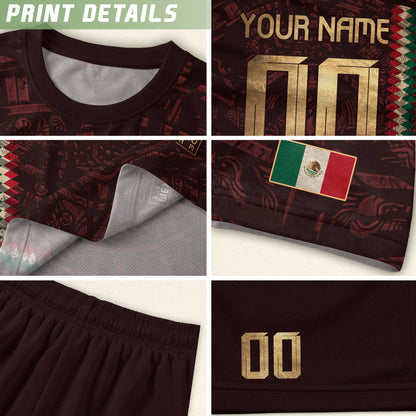 Custom Mexico Soccer Jersey Men Women Maroon Gold Mexican Football Jersey Playera De Mexico Jersey De Mexico