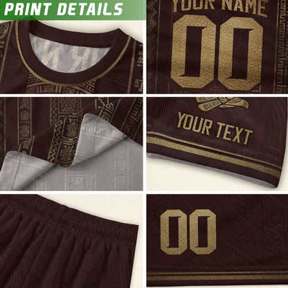 Mexico Soccer Jersey Custom Name Number Aztec Calendar Maroon Shirt
