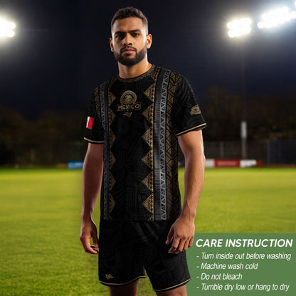 Mexico Heritage Black Gold Vintage Tribal Aztec National Soccer Jersey