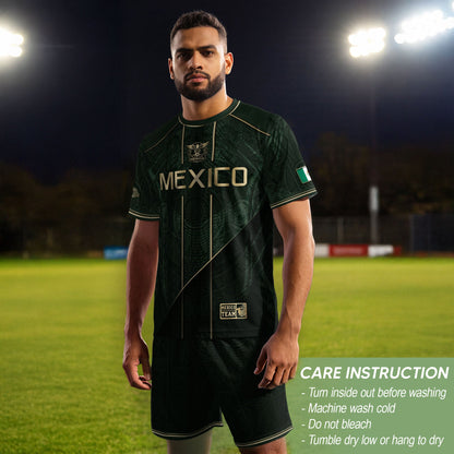 Mexico Green Gold Aztec Eagle Heritage Estados Unidos Mexicanos Soccer Jersey Football