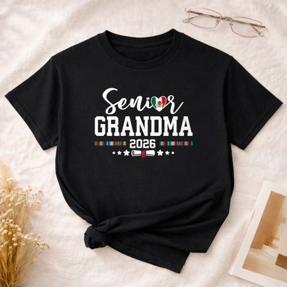 Senior Family 2026 Mexico Flag Heart Shirt - Proud Mexican Serape Graduation Tee