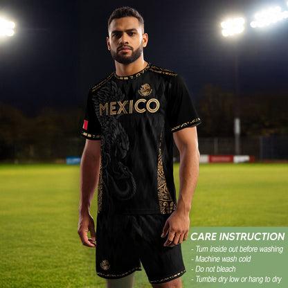 Mexico Soccer Jersey Black Gold Eagle Aztec Football Shirt Men Fan Edition