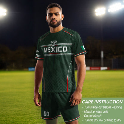 Mexico Soccer Jersey Personalized Name Number Aztec Pattern Green Football Shirt