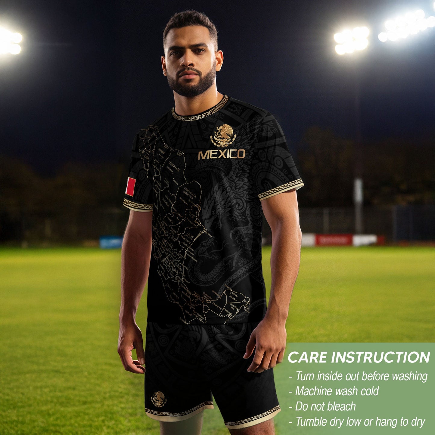 Mexico Soccer Jersey Black Mexico Map - Mexico National Team Fan Football