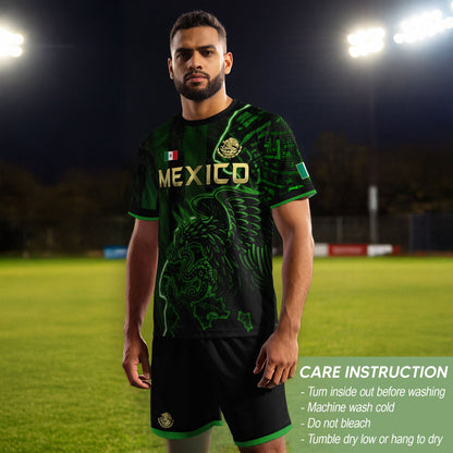 Mexico Soccer Jersey Green Black Electric Eagle - Mexico National Team Fan Heritage Shirt