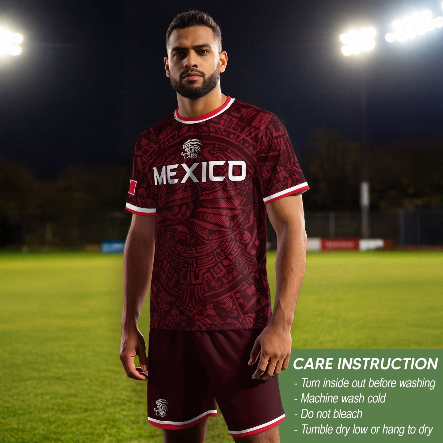 Men's Burgundy Mexico Aztec Eagle Graphic T-Shirt – Tribal Heritage Mexico Print Tee
