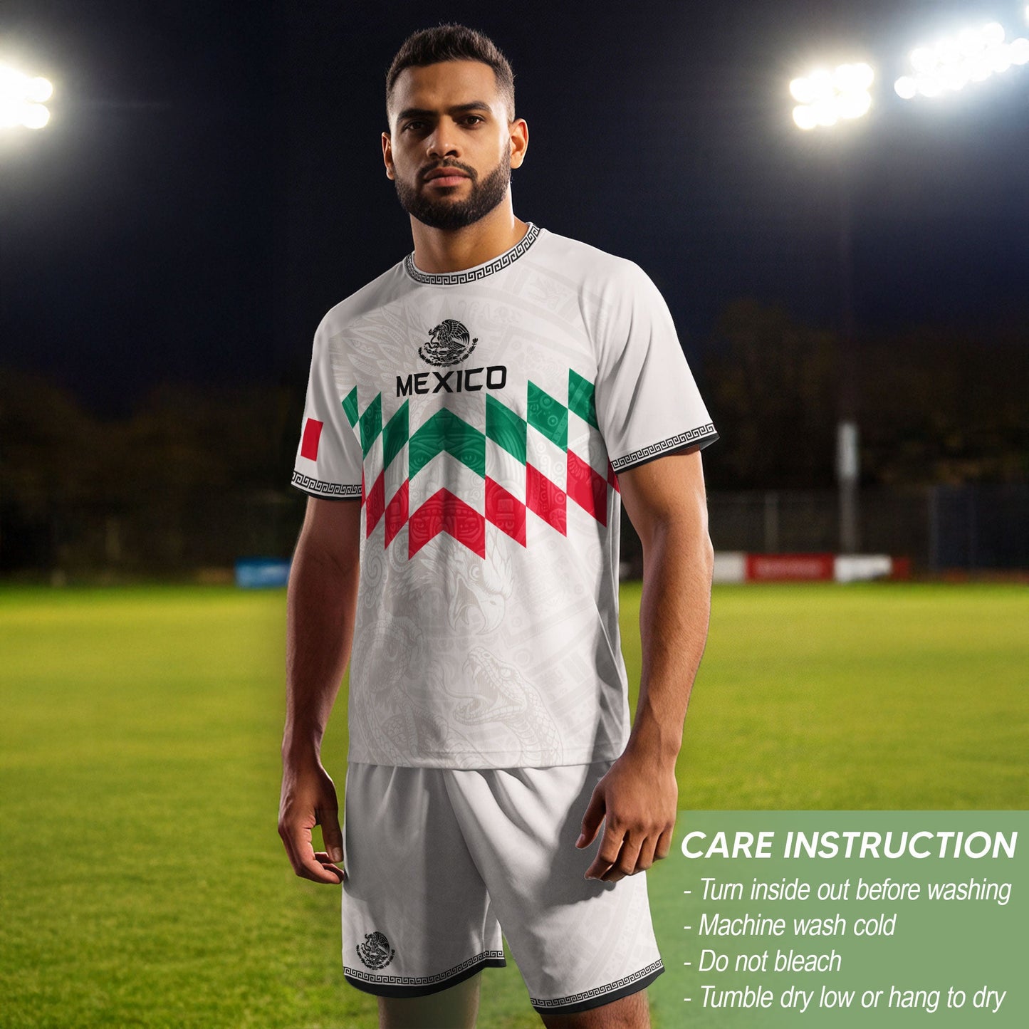Mexico Soccer Jersey White Chevron Aztec - Mexico National Team Fan Heritage Shirt