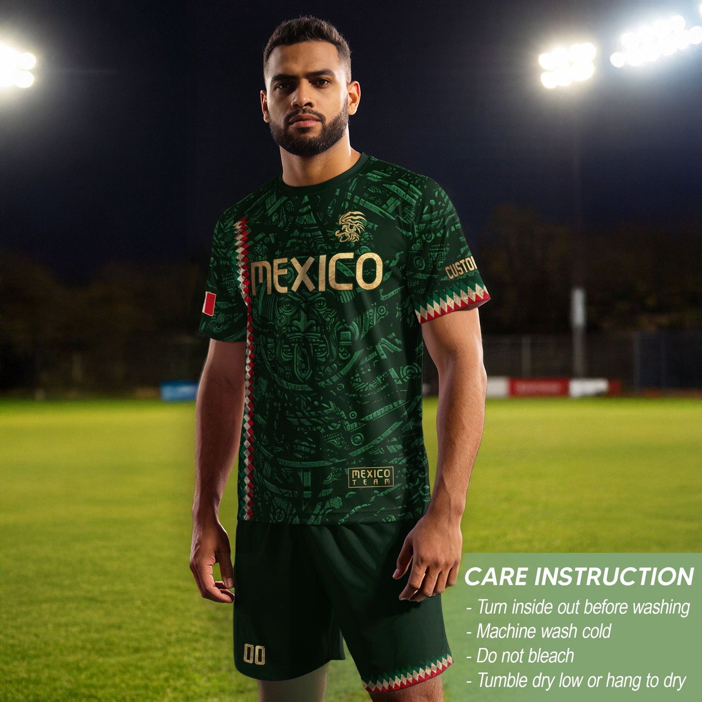 Custom Mexico Soccer Jersey Men Women Green Gold Mexican Football Jersey Playera De Mexico Jersey De Mexico