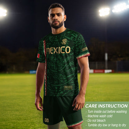 Custom Mexico Soccer Jersey Men Women Green Gold Mexican Football Jersey Playera De Mexico Jersey De Mexico
