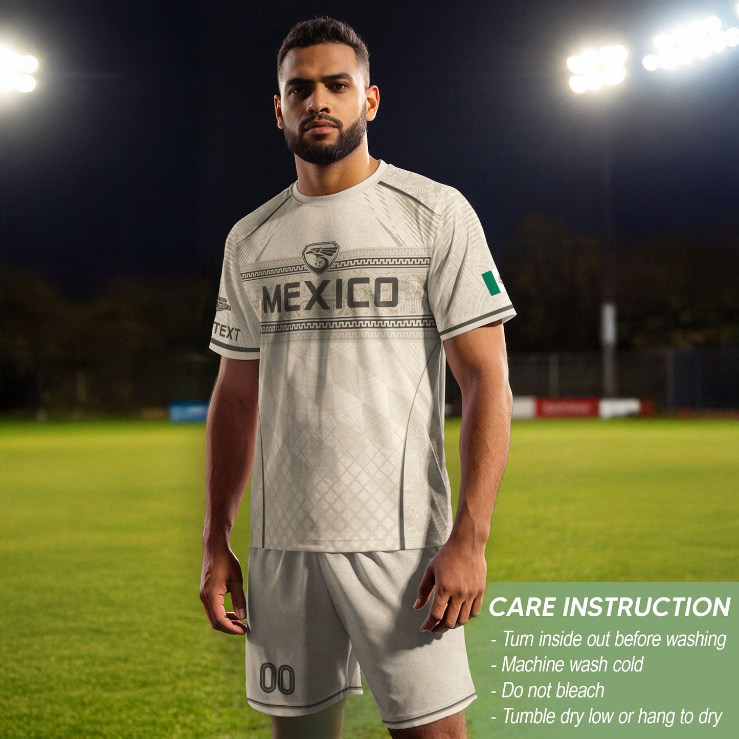 Personalized Beige Mexico Soccer Jersey Aztec Tribal Cream Sport Shirt