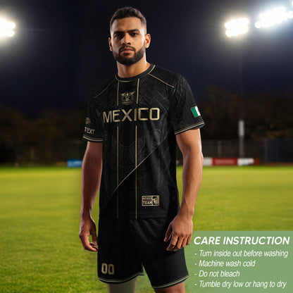 Black Mexico Soccer Jersey Custom Name Number Aztec Warrior Shirt