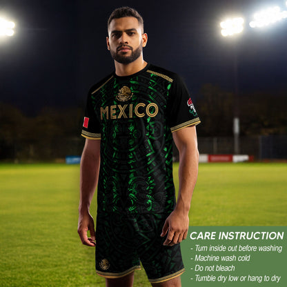 Playera de Mexico para Hombre – Mexican Soccer Jersey in Black Green, Mexico Shirt