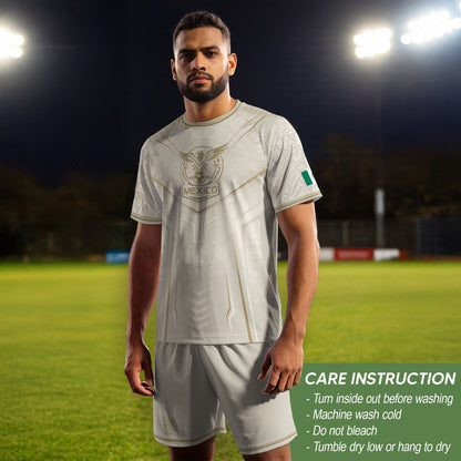 Mexico Soccer Jersey Aztec Eagle Heritage Football Men Shirt Mexico Fan Tee Beige