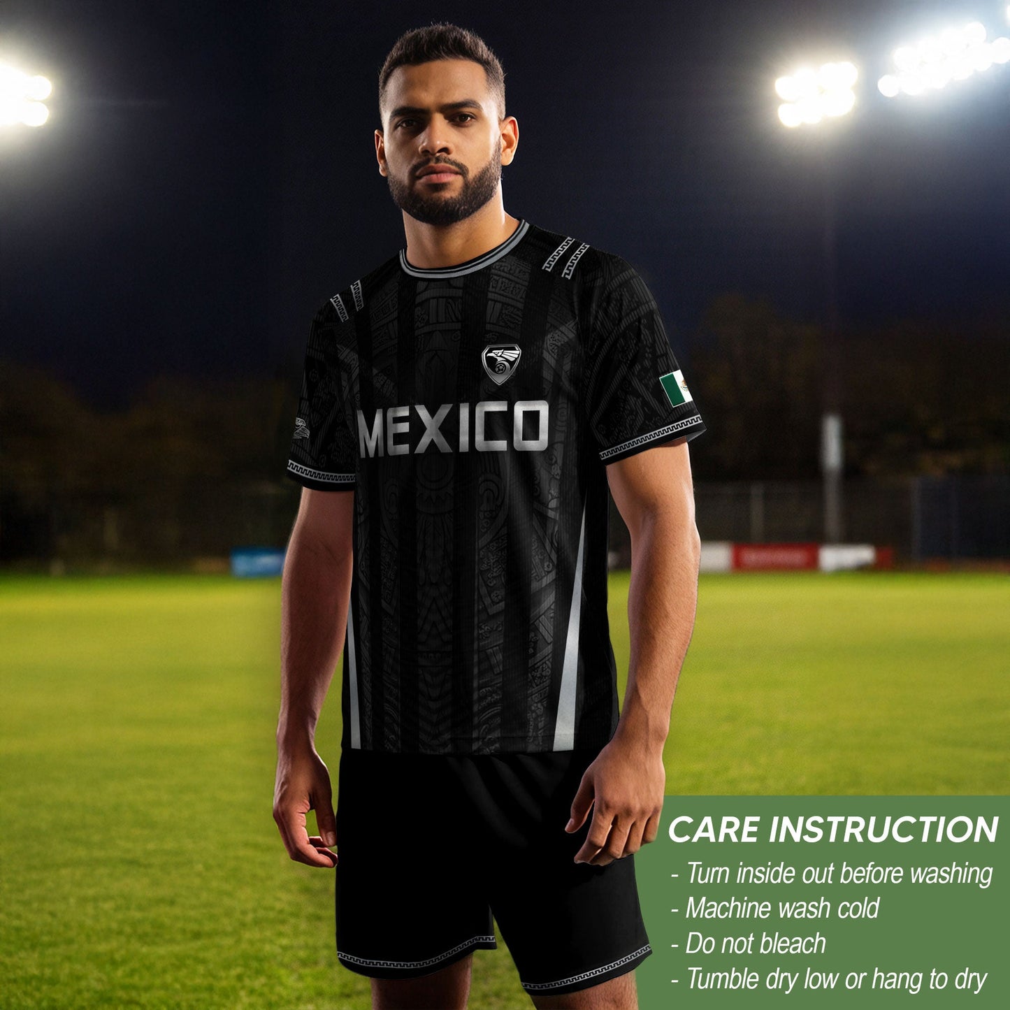 Mexico Soccer Jersey Men Black Aztec Eagle Crest Mexican Football Shirt