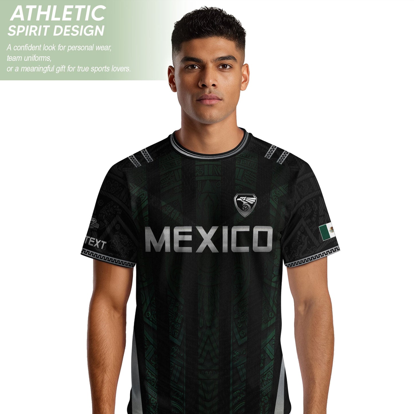 Black Mexico Soccer Jersey Custom Name Number Aztec Warrior Spirit Football Shirt