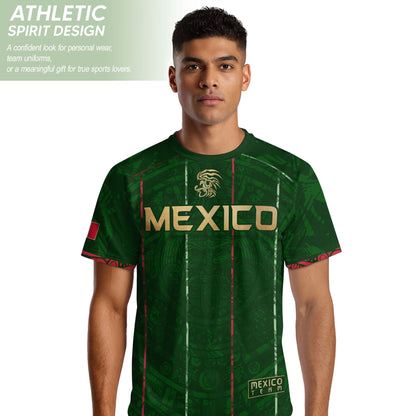 Mexico Soccer Jersey Green Aztec Heritage Pride - Estados Unidos Mexicanos Football Shirt