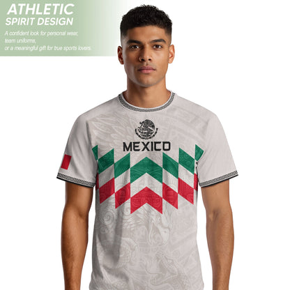 Mexico Soccer Jersey White Chevron Aztec - Mexico National Team Fan Heritage Shirt