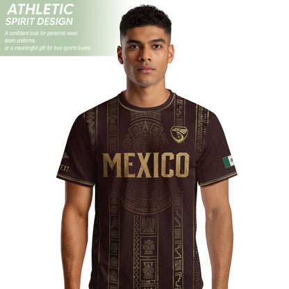 Mexico Soccer Jersey Custom Name Number Aztec Calendar Maroon Shirt