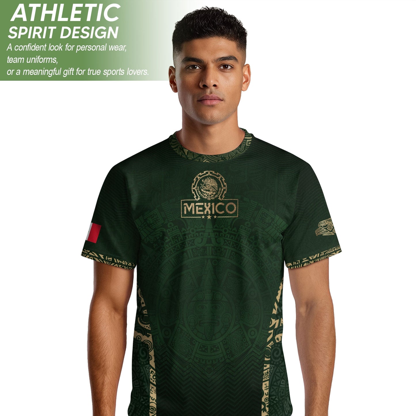 Mexico Soccer Jersey Aztec Sun Calendar Green Gold Football Shirt Men Women