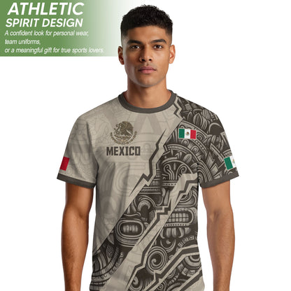 Mexican Heritage Jersey Beige Aztec Design Mexico Eagle Soccer Shirt Men Women