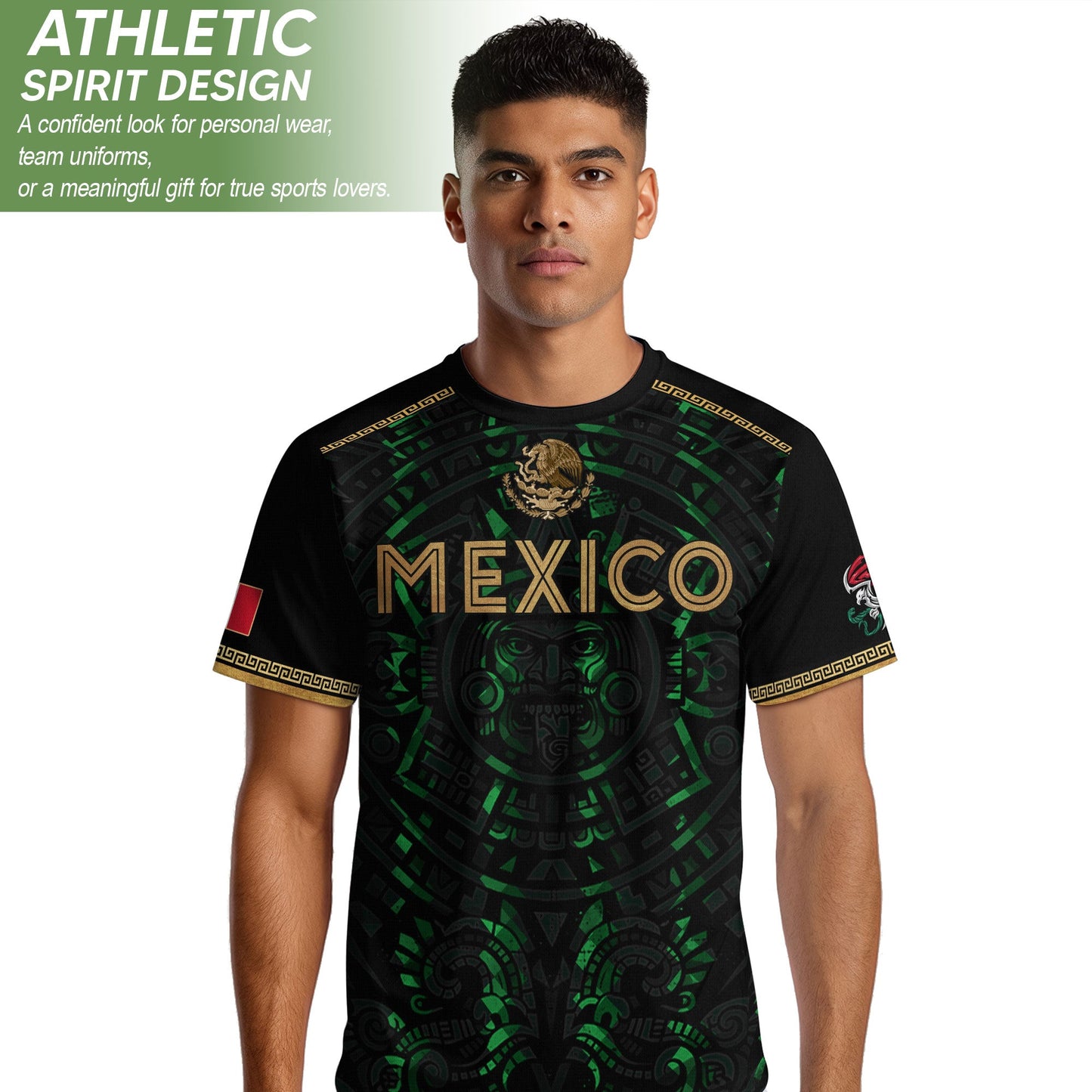 Playera de Mexico para Hombre – Mexican Soccer Jersey in Black Green, Mexico Shirt