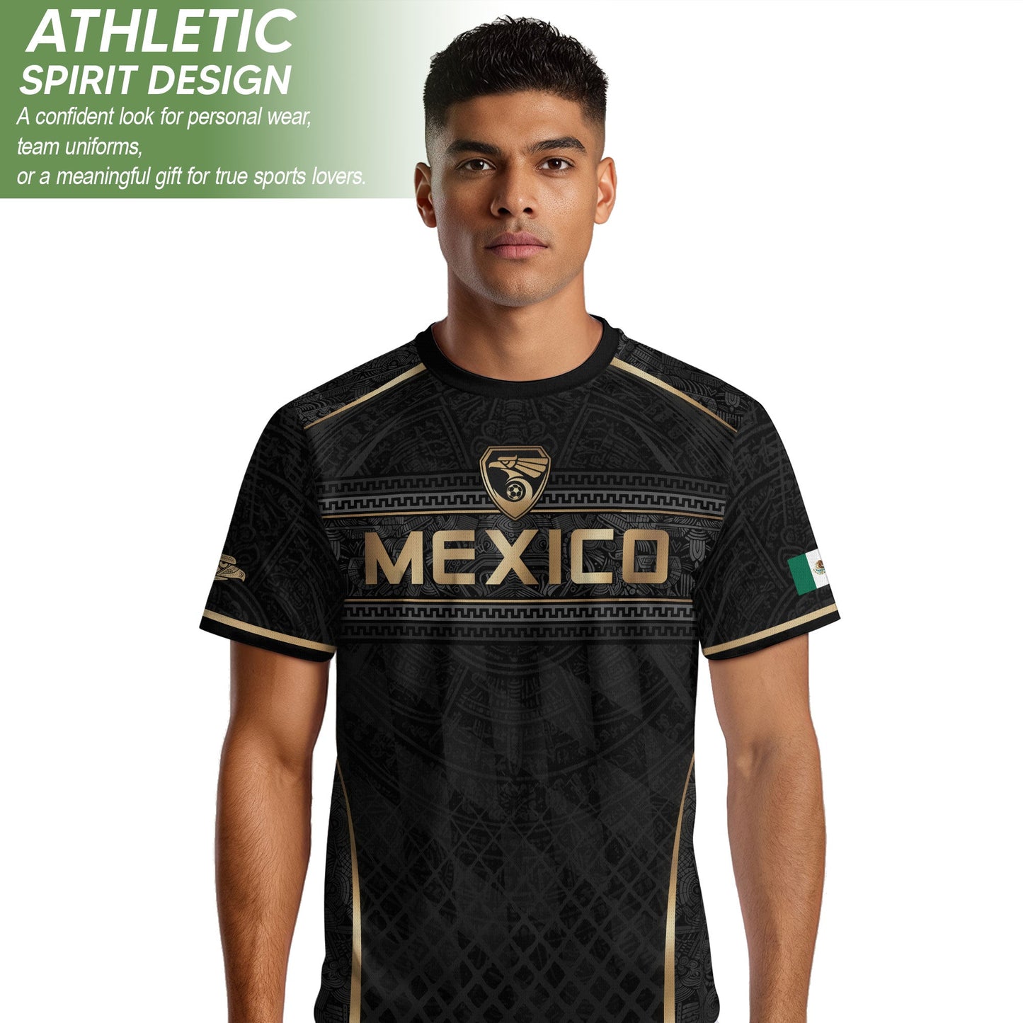 Mexico Soccer Jersey Men Black Gold Aztec Football Shirt Retro Fan Apparel