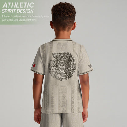 Youth Vintage Football Apparel White Gold Eagle Mexico Soccer Jersey Classic Fan Style