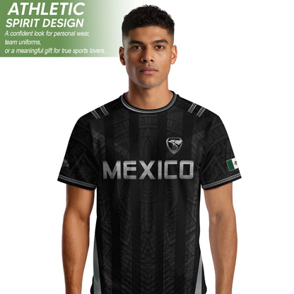 Mexico Soccer Jersey Men Black Aztec Eagle Crest Mexican Football Shirt