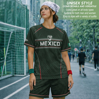Mexico Soccer Jersey Green National Team Style Football Men Shirt Eagle Crest Fan Tee