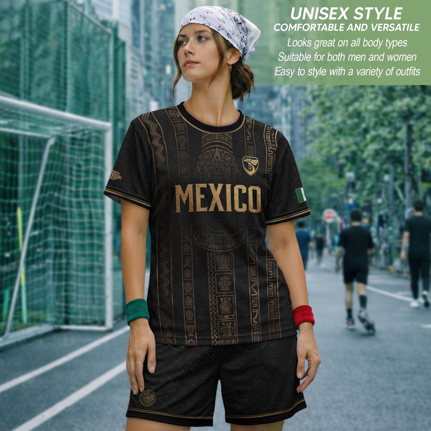 Mexico Soccer Jersey Black Gold Aztec Calendar Football Shirt Fan Men Edition Tee