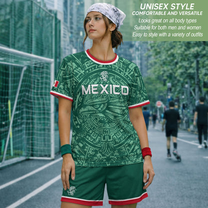 Represent Mexico Soccer Jersey Aztec Eagle Print - Ancient Eagle Heritage Football Shirt Men Gift