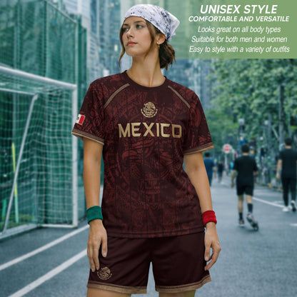 Mexico Football Shirt Maroon Heritage - Aztec Eagle Crest Fan Jersey National Pride