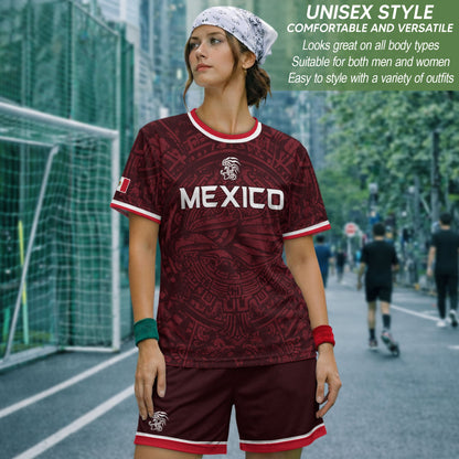 Men's Burgundy Mexico Aztec Eagle Graphic T-Shirt – Tribal Heritage Mexico Print Tee