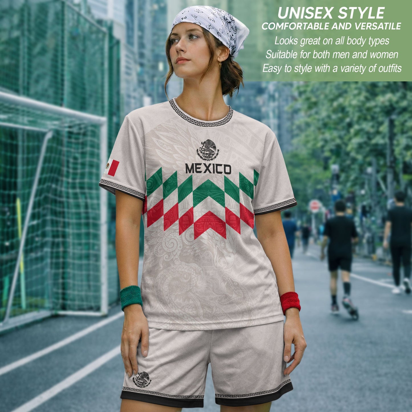 Mexico Soccer Jersey White Chevron Aztec - Mexico National Team Fan Heritage Shirt