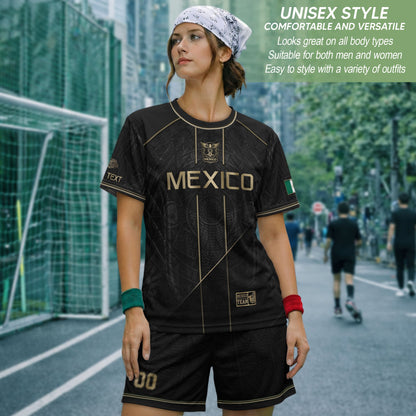 Black Mexico Soccer Jersey Custom Name Number Aztec Warrior Shirt