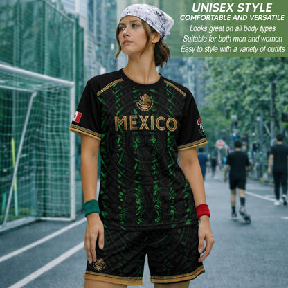 Playera de Mexico para Hombre – Mexican Soccer Jersey in Black Green, Mexico Shirt