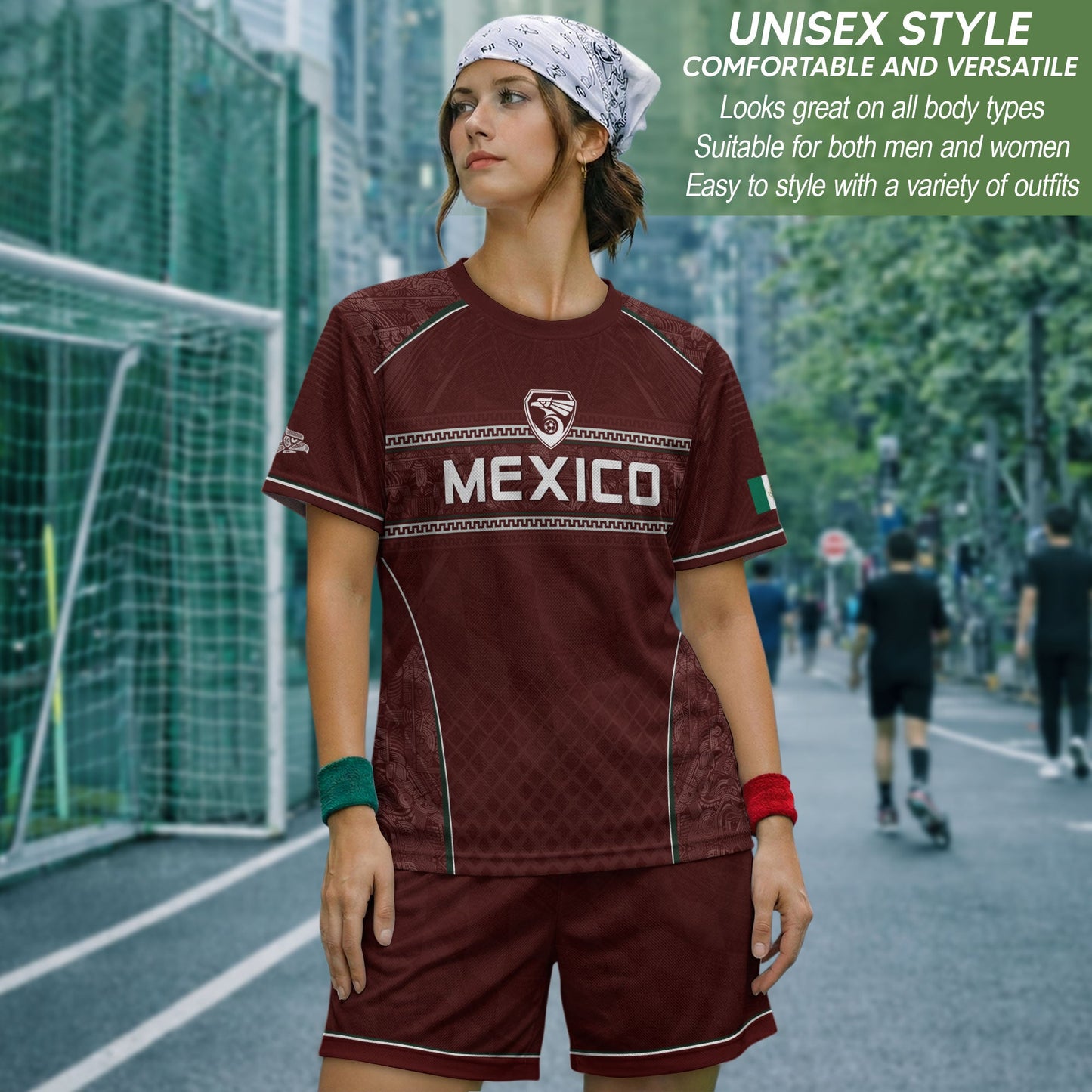 Maroon Mexico Soccer Jersey Aztec Coat of Arms Football Men Shirt Mexico Fan Tee