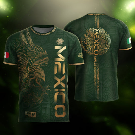 Mexico Green Gold Eagle Aztec Heritage Soccer Jersey Bundle