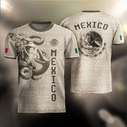 Mexico Beige Aztec Eagle Coat of Arms Soccer Jersey