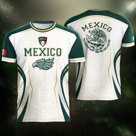 Mexico Green White Aztec Eagle Heritage Estados Unidos Mexicanos Soccer Jersey