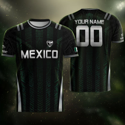 Black Mexico Soccer Jersey Custom Name Number Aztec Warrior Spirit Football Shirt