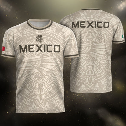 Mexico Soccer Jersey Beige Aztec Eagle - Modern Heritage Football Fan Tee