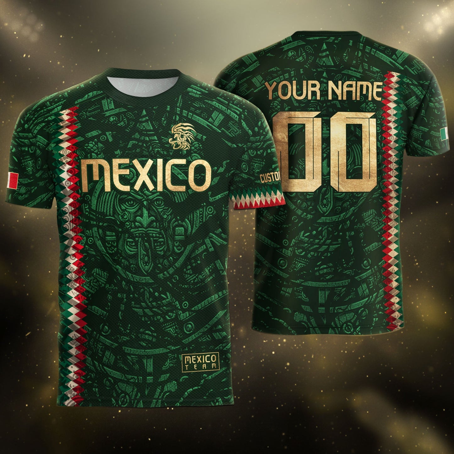 Custom Mexico Soccer Jersey Men Women Green Gold Mexican Football Jersey Playera De Mexico Jersey De Mexico