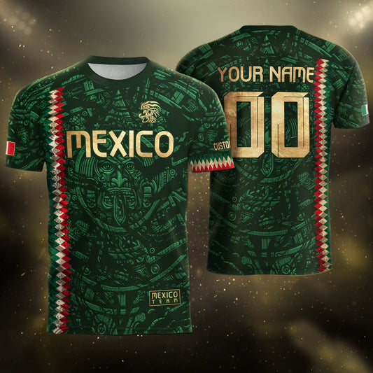 Custom Mexico Soccer Jersey Men Women Green Gold Mexican Football Jersey Playera De Mexico Jersey De Mexico