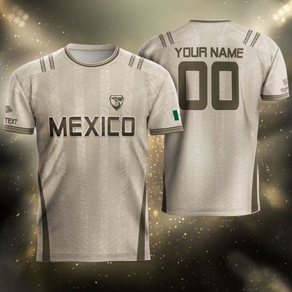 Mexico Soccer Jersey Personalized Team Gear Beige Aztec Warrior Football Top