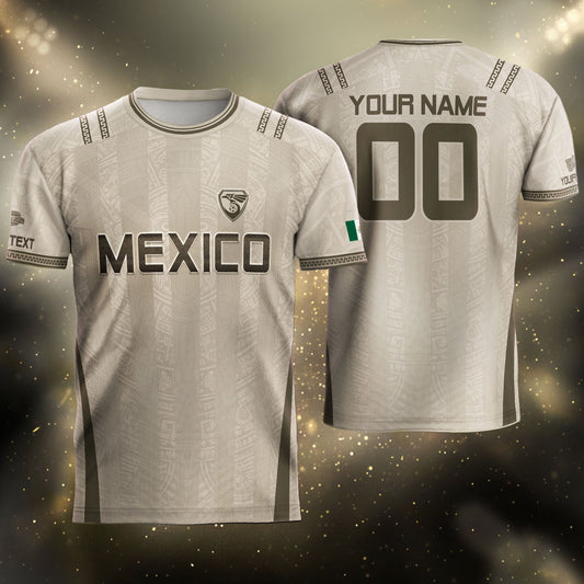 Mexico Soccer Jersey Personalized Team Gear Beige Aztec Warrior Football Top